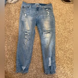 KanCan Women's Distressed Skinny Jeans in Blue